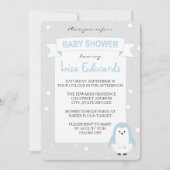 Baby Blue Penguin Baby shower Kaart (Voorkant)
