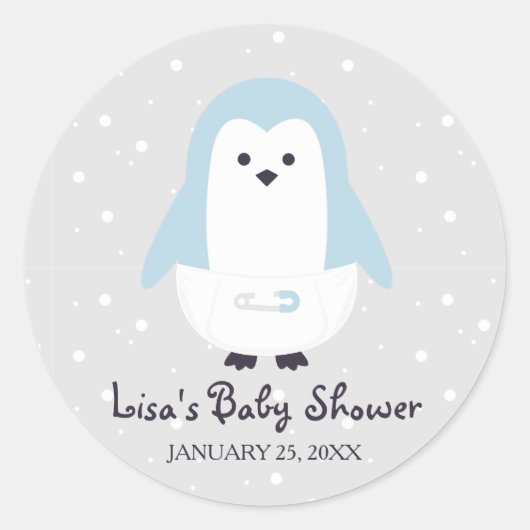 Baby Blue Penguin Baby shower Sticker (Voorkant)