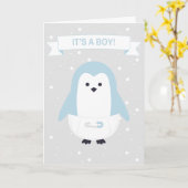 Baby Blue Penguin Kaart (Gele Bloem)