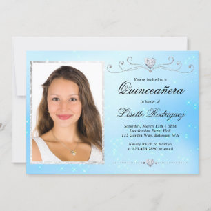 Baby Blue Photo Quinceanera Kaart