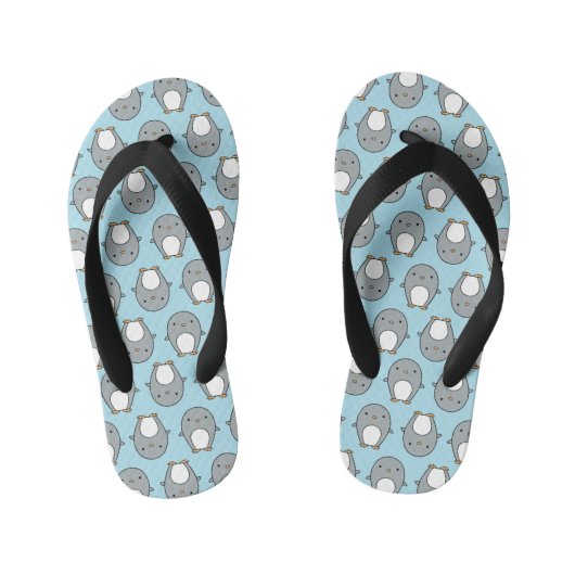 Baby Blue Pinguïn Patroon Kinder Teenslippers (Voetbed)