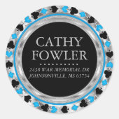Baby Blue Poker Chip-adreslabel Ronde Sticker (Voorkant)