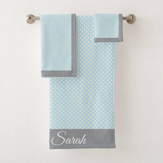 Baby Blue Polka Dot Bad Handdoek (Insitu)