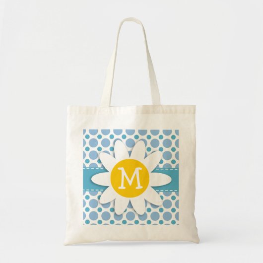 Baby Blue Polka Dots; Daisy Tote Bag (Voorkant)