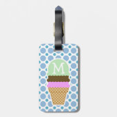 Baby Blue Polka Dots; Ice Cream Cone Bagagelabel (Achterkant verticaal)