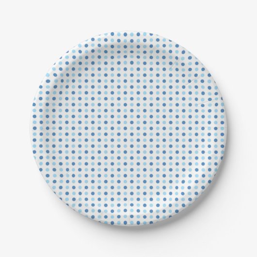 Baby Blue Polka Dots Papieren Bordje (Voorkant)