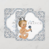 Baby Blue Prince Baby shower Kaart (Voorkant / Achterkant)