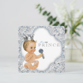 Baby Blue Prince Baby shower Kaart (Staand voorkant)