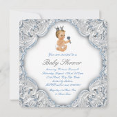 Baby Blue Prince Baby shower Kaart (Achterkant)