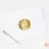 Baby Blue Prince Baby shower Ronde Sticker (Envelop)