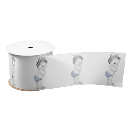 Baby Blue Prince Baby Shower Satijnen Lint (Spoel)