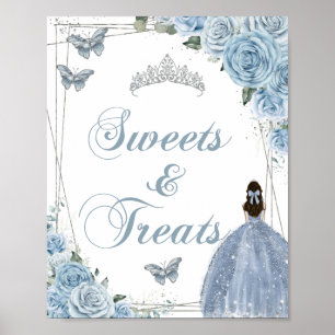 Baby Blue Princess Butterflies Silver Sweet Trees Poster