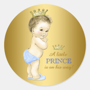 Baby Blue Prins Baby Shower Ronde Sticker