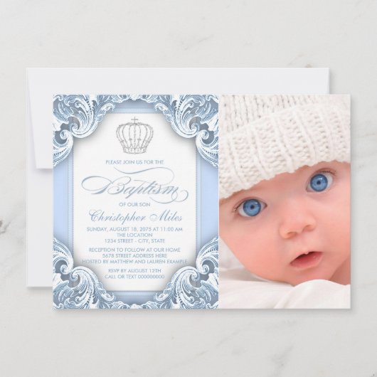 Baby Blue Prins Doop Kaart (Voorkant)