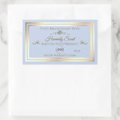 Baby Blue Product Label met Goud Lijst en Logo (Tas)