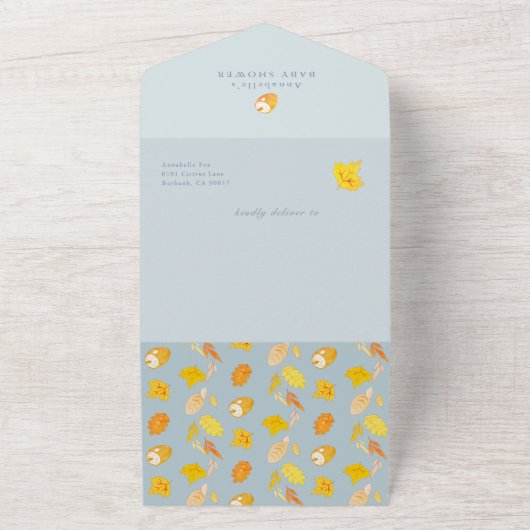 Baby Blue Pumpkin Baby shower All In One Uitnodiging (Buitenkant)