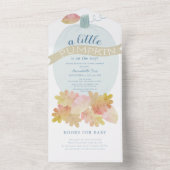 Baby Blue Pumpkin Baby shower All In One Uitnodiging (Binnen)
