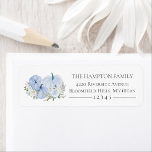 Baby Blue Pumpkin Floral Herfst Return Address Lab Etiket