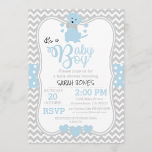 Baby Blue Puppy Baby shower Invitation Kaart