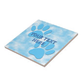 Baby Blue Puppy Paw Drukt Aangepaste Tekst Tegeltje (Zijkant)