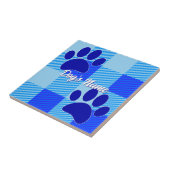 Baby Blue Puppy Paw-printers Aangepaste naam Tegeltje (Zijkant)