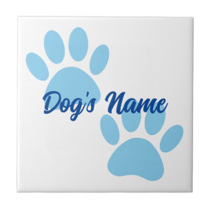 Baby Blue Puppy Paw-printers Aangepaste naam Tegeltje