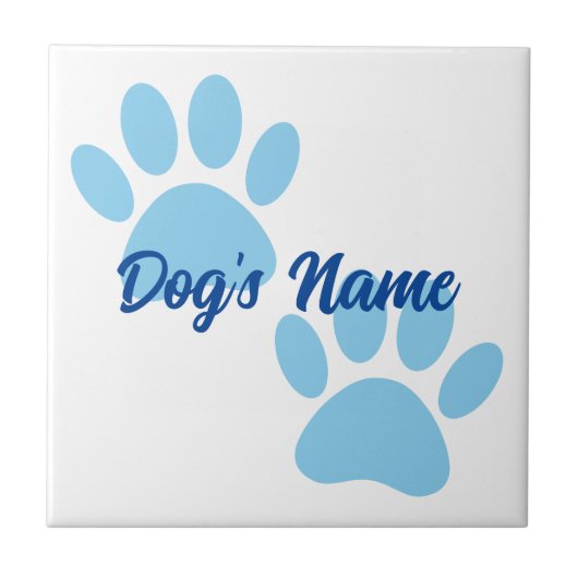 Baby Blue Puppy Paw-printers Aangepaste naam Tegeltje (Voorkant)