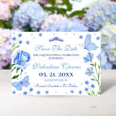 Baby Blue Quinceañera 15e Verjaardagsfeest Opslaan Save The Date