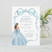 Baby Blue Quinceanera Invitation Kaart (Staand voorkant)