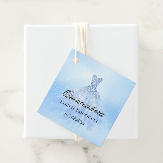 Baby Blue Quinceanera op maat Bedankjes Labels (In situ)