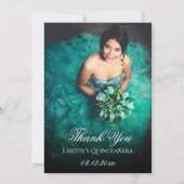 Baby Blue Quinceanera Op maat gemaakte foto toevoe Bedankkaart (Voorkant)