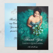 Baby Blue Quinceanera Op maat gemaakte foto toevoe Bedankkaart (Voorkant / Achterkant)