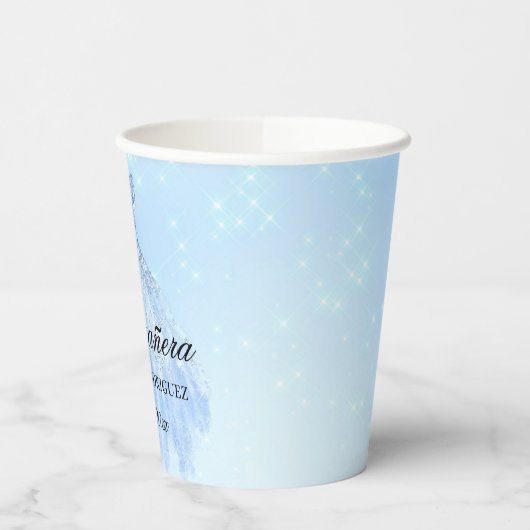 Baby Blue Quinceanera Papieren Bekers (Links)
