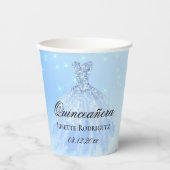 Baby Blue Quinceanera Papieren Bekers (Voorkant)