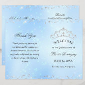 Baby Blue Quinceanera-programma (Voorkant / Achterkant)