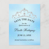 Baby Blue Quinceanera Save the Date Briefkaart (Voorkant)