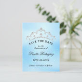 Baby Blue Quinceanera Save the Date Briefkaart (Staand voorkant)