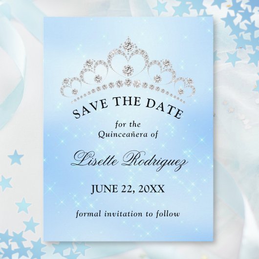 Baby Blue Quinceanera Save the Date Briefkaart
