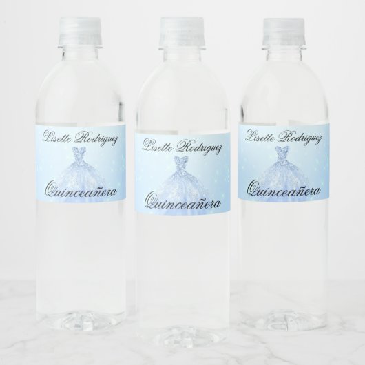 Baby Blue Quinceanera Waterfles Etiket (Flessen)