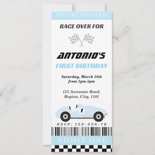 Baby Blue Race-uitnodiging Kaart (Voorkant)