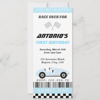 Baby Blue Race-uitnodiging Kaart