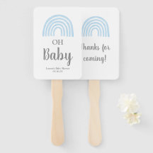 Baby Blue Rainbow baby shower Hand Fan