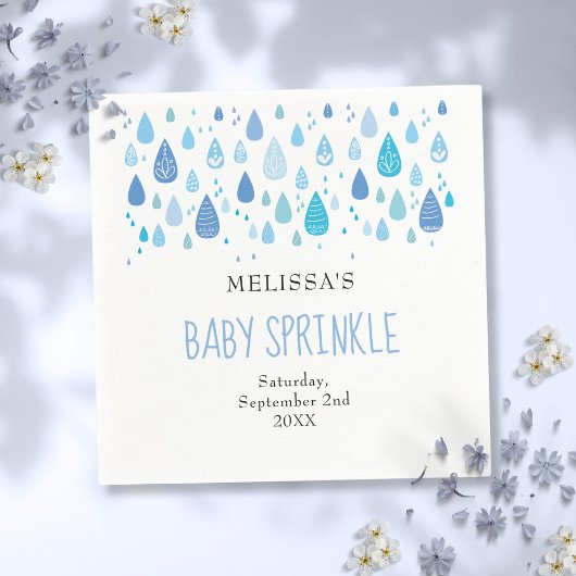 Baby Blue Raindrops Baby Boy Sprinkle Shower Servet