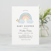 Baby Blue Regenboog Baby Shower Uitnodigingskaarte Kaart (Staand voorkant)