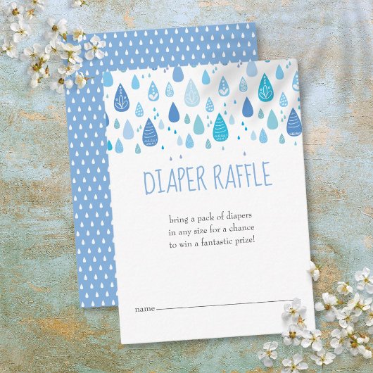 Baby Blue Regendruppels Luier Raffle Baby Shower Informatiekaartje