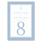 Baby Blue Religious Cross Boy Baptism Kaart (Achterkant)