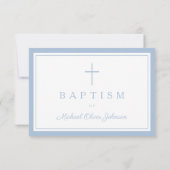 Baby Blue Religious Cross Boy Baptism  RSVP Kaartje (Achterkant)