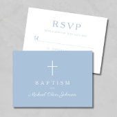 Baby Blue Religious Cross Boy Baptism  RSVP Kaartje