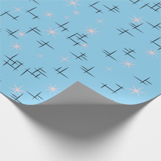 Baby Blue Retro Atomic Age Cadeaupapier (Hoek)