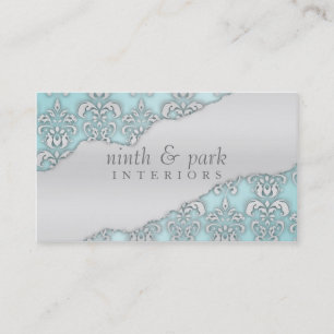 Baby Blue Ripped Damask Interior Design Visitekaartje